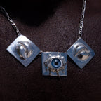 Mental Triptych - Sterling Silver 925 Necklace with Crystal Eyes | Artistic Jewelry