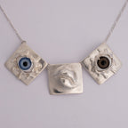 Mental Triptych - Sterling Silver 925 Necklace with Crystal Eyes | Artistic Jewelry