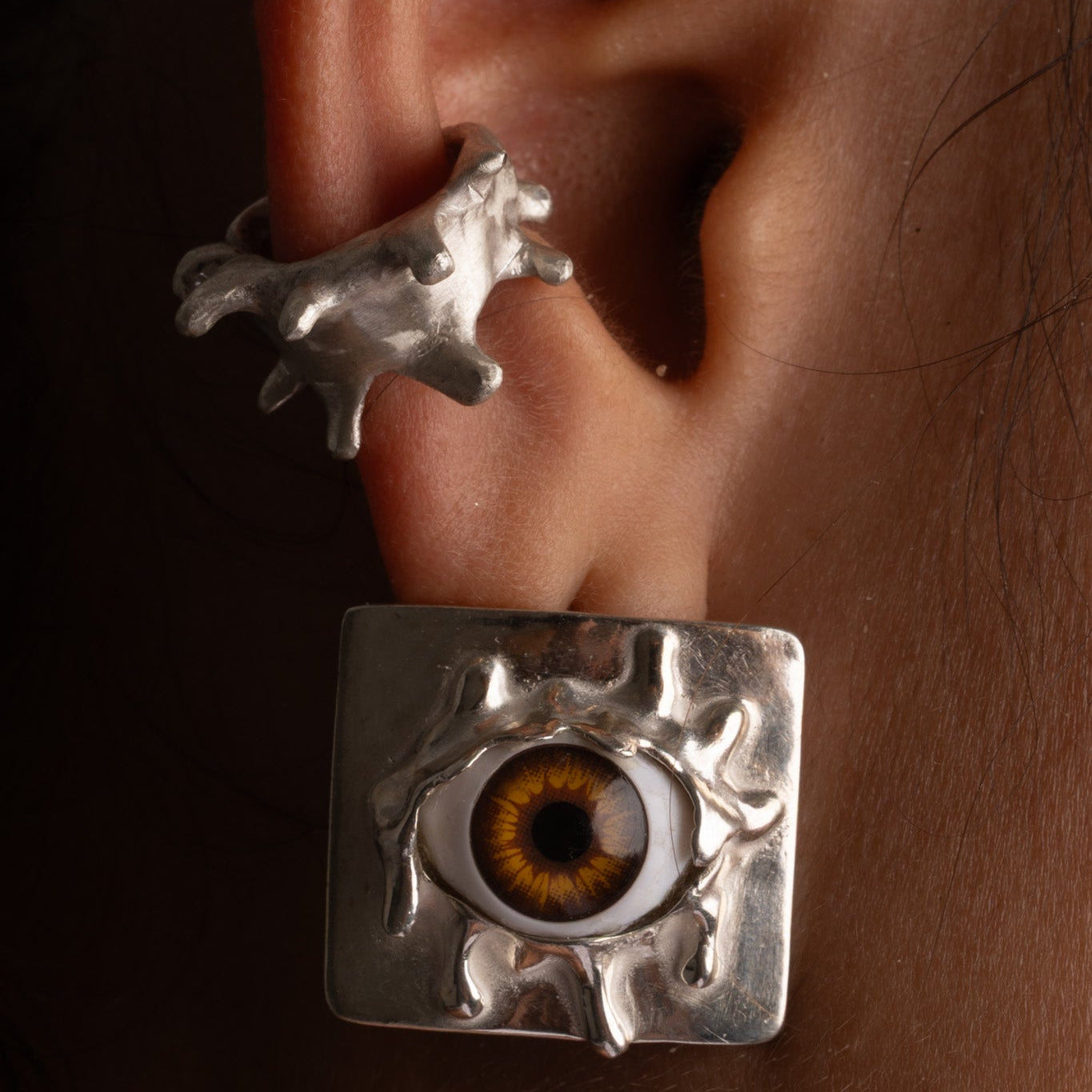 Eye Portal Earrings - Handcrafted Sterling Silver Earrings  Customizable Artisan Earrings